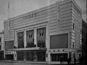 Old black and white photo showing the front of Troxy